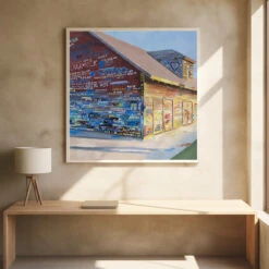 Tattoo Barn - Square Stretched Canvas, Poster Or Fine Art Print(Tattoo Barn Square Stretched Canvas Poster Or Fine Art Print) -Heart Wall Art Store pictufy square interiors bright desk ratio 1x1 2787410