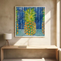 Pineapple - Square Stretched Canvas, Poster Or Fine Art Print(Pineapple Square Stretched Canvas Poster Or Fine Art Print) -Heart Wall Art Store pictufy square interiors bright desk ratio 1x1 2787423