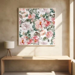 Watercolor Botany Floral Art 9 - Square Stretched Canvas, Poster Or Fine Art Print(Watercolor Botany Floral Art 9 Square Stretched Canvas Poster Or Fine Art Print) -Heart Wall Art Store pictufy square interiors bright desk ratio 1x1 2830047