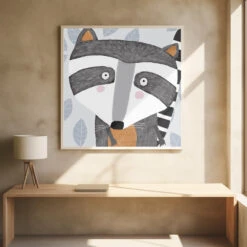 X Racoon Face2 - Square Stretched Canvas, Poster Or Fine Art Print(X Racoon Face2 Square Stretched Canvas Poster Or Fine Art Print) -Heart Wall Art Store pictufy square interiors bright desk ratio 1x1 2899518