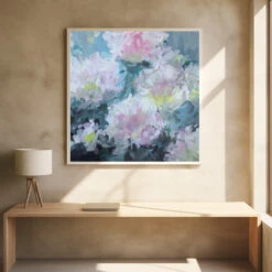 Delicate Pink And White Blossoms - Square Stretched Canvas, Poster Or Fine Art Print(Delicate Pink And White Blossoms Square Stretched Canvas Poster Or Fine Art Print) -Heart Wall Art Store pictufy square interiors bright desk ratio 1x1 3135906