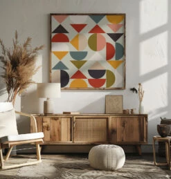 Bauhaus Modern - Square Stretched Canvas, Poster Or Fine Art Print(Bauhaus Modern Square Stretched Canvas Poster Or Fine Art Print) -Heart Wall Art Store pictufy square livingroom ratio 1x1 2552985