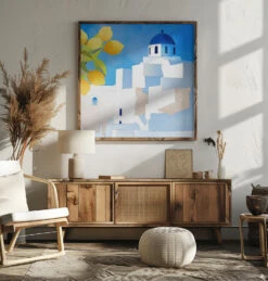 Santorini Neu - Square Stretched Canvas, Poster Or Fine Art Print(Santorini Neu Square Stretched Canvas Poster Or Fine Art Print) -Heart Wall Art Store pictufy square livingroom ratio 1x1 2553091