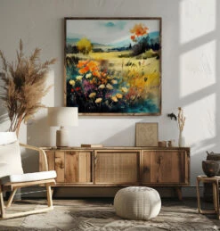 Idyllic Meadow (3) - Square Stretched Canvas, Poster Or Fine Art Print(Idyllic Meadow 3 Square Stretched Canvas Poster Or Fine Art Print) -Heart Wall Art Store pictufy square livingroom ratio 1x1 2778922