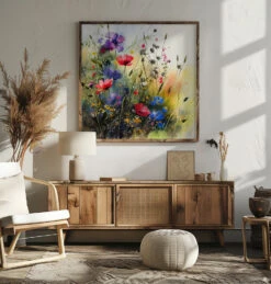 Idyllic Meadow (6) - Square Stretched Canvas, Poster Or Fine Art Print(Idyllic Meadow 6 Square Stretched Canvas Poster Or Fine Art Print) -Heart Wall Art Store pictufy square livingroom ratio 1x1 2778925