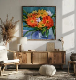 Flowers In Vase - Square Stretched Canvas, Poster Or Fine Art Print(Flowers In Vase Square Stretched Canvas Poster Or Fine Art Print) -Heart Wall Art Store pictufy square livingroom ratio 1x1 2786462