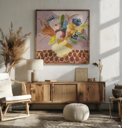 Mauve Bouquet - Square Stretched Canvas, Poster Or Fine Art Print(Mauve Bouquet Square Stretched Canvas Poster Or Fine Art Print) -Heart Wall Art Store pictufy square livingroom ratio 1x1 2787372