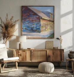 Tattoo Barn - Square Stretched Canvas, Poster Or Fine Art Print(Tattoo Barn Square Stretched Canvas Poster Or Fine Art Print) -Heart Wall Art Store pictufy square livingroom ratio 1x1 2787410