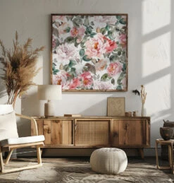 Watercolor Botany Floral Art 9 - Square Stretched Canvas, Poster Or Fine Art Print(Watercolor Botany Floral Art 9 Square Stretched Canvas Poster Or Fine Art Print) -Heart Wall Art Store pictufy square livingroom ratio 1x1 2830047