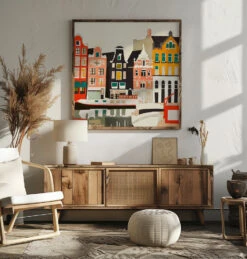 Amsterdam, Netherlands Houses 3 - Square Stretched Canvas, Poster Or Fine Art Print(Amsterdam Netherlands Houses 3 Square Stretched Canvas Poster Or Fine Art Print) -Heart Wall Art Store pictufy square livingroom ratio 1x1 2839424