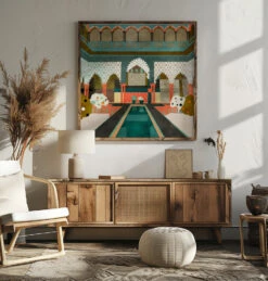 Alhambra Granada Spain - Square Stretched Canvas, Poster Or Fine Art Print(Alhambra Granada Spain Square Stretched Canvas Poster Or Fine Art Print 1) -Heart Wall Art Store pictufy square livingroom ratio 1x1 2839430