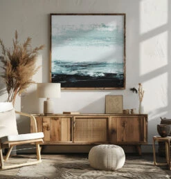 Minimal Seascape - Square Stretched Canvas, Poster Or Fine Art Print(Minimal Seascape Square Stretched Canvas Poster Or Fine Art Print) -Heart Wall Art Store pictufy square livingroom ratio 1x1 2860786