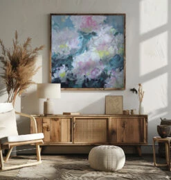 Delicate Pink And White Blossoms - Square Stretched Canvas, Poster Or Fine Art Print(Delicate Pink And White Blossoms Square Stretched Canvas Poster Or Fine Art Print) -Heart Wall Art Store pictufy square livingroom ratio 1x1 3135906