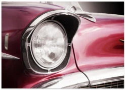 American Classic Car Bel Air 1957 Headlight - Stretched Canvas, Poster Or Fine Art Print(American Classic Car Bel Air 1957 Headlight Stretched Canvas Poster Or Fine Art Print) -Heart Wall Art Store poster landscape 2260952