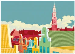 Amsterdam Jordaan Westerkerk - Stretched Canvas, Poster Or Fine Art Print(Amsterdam Jordaan Westerkerk Stretched Canvas Poster Or Fine Art Print) -Heart Wall Art Store poster landscape 2898761