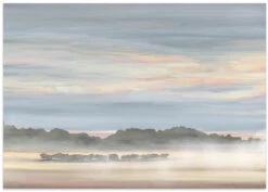 Buffalos In Botswana - Stretched Canvas, Poster Or Fine Art Print(Buffalos In Botswana Stretched Canvas Poster Or Fine Art Print) -Heart Wall Art Store poster landscape 3019970