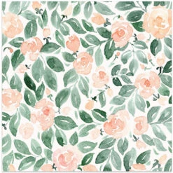 Miriam Flowers In Coral - Square Stretched Canvas, Poster Or Fine Art Print(Miriam Flowers In Coral Square Stretched Canvas Poster Or Fine Art Print)