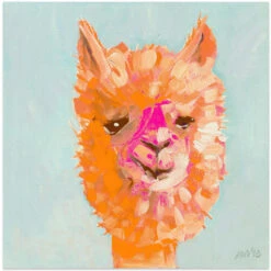Orange Alpaca - Square Stretched Canvas, Poster Or Fine Art Print(Orange Alpaca Square Stretched Canvas Poster Or Fine Art Print)