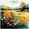 Idyllic Meadow (3) - Square Stretched Canvas, Poster Or Fine Art Print(Idyllic Meadow 3 Square Stretched Canvas Poster Or Fine Art Print)