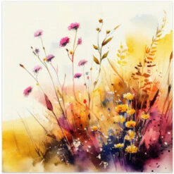 Meadow Nature Art (5) - Square Stretched Canvas, Poster Or Fine Art Print(Meadow Nature Art 5 Square Stretched Canvas Poster Or Fine Art Print)