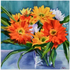 Flowers In Vase - Square Stretched Canvas, Poster Or Fine Art Print(Flowers In Vase Square Stretched Canvas Poster Or Fine Art Print)