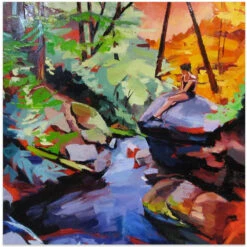 Milford Brook - Square Stretched Canvas, Poster Or Fine Art Print(Milford Brook Square Stretched Canvas Poster Or Fine Art Print)