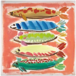 Five Fish - Square Stretched Canvas, Poster Or Fine Art Print(Five Fish Square Stretched Canvas Poster Or Fine Art Print)