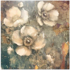 Flowers Floral Art Illustration 10 - Square Stretched Canvas, Poster Or Fine Art Print(Flowers Floral Art Illustration 10 Square Stretched Canvas Poster Or Fine Art Print)