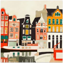 Amsterdam, Netherlands Houses 3 - Square Stretched Canvas, Poster Or Fine Art Print(Amsterdam Netherlands Houses 3 Square Stretched Canvas Poster Or Fine Art Print)