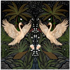 Swan Dance - Square Stretched Canvas, Poster Or Fine Art Print(Swan Dance Square Stretched Canvas Poster Or Fine Art Print)