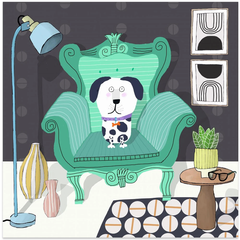 Funny Dog Sitting In A Trendy Interior By Carla Daly - Square Stretched Canvas, Poster Or Fine Art Print(Funny Dog Sitting In A Trendy Interior By Carla Daly Square Stretched Canvas Poster Or Fine Art Print) 1 Funny Dog Sitting In A Trendy Interior By Carla Daly - Square Stretched Canvas, Poster Or Fine Art Print(Funny Dog Sitting In A Trendy Interior By Carla Daly Square Stretched Canvas Poster Or Fine Art Print)