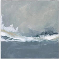 Dynamic Ocean Waves Under A Cloudy Sky - Square Stretched Canvas, Poster Or Fine Art Print(Dynamic Ocean Waves Under A Cloudy Sky Square Stretched Canvas Poster Or Fine Art Print)