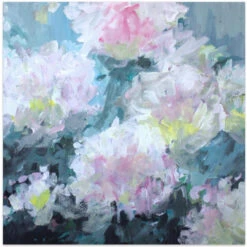 Delicate Pink And White Blossoms - Square Stretched Canvas, Poster Or Fine Art Print(Delicate Pink And White Blossoms Square Stretched Canvas Poster Or Fine Art Print)